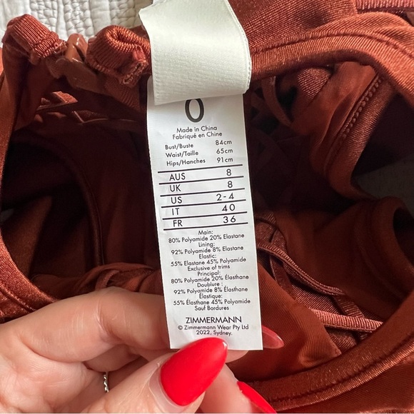 NWT - Zimmermann - Lattice-trimmed Ruffled One Piece Swimsuit - Brick - Picture 7 of 12